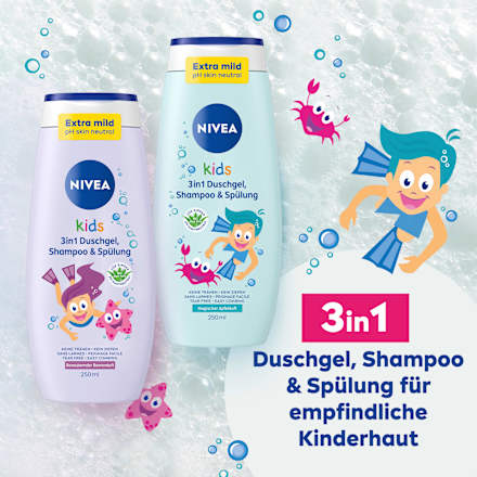 Gel douche & Shampooing & Après-shampooing 3 en 1 pour enfants, parfum aux baies, 250 ml
