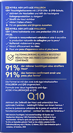 Anti Age Feuchtigkeitscreme Hyaluron LSF 30, 50 ml