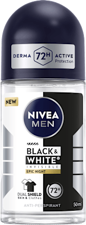 Antitranspirant Deo Roll-on Black & White Invisible Epic Night, 50 ml