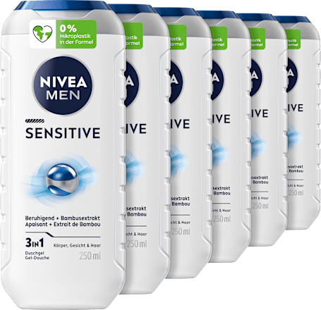 Douchegel Gevoelig 3-in-1 (6 x 250 ml), 1.500 ml