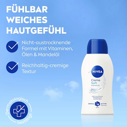 Pflegedusche Creme Soft & Almond Oil, Reisegröße, 50 ml