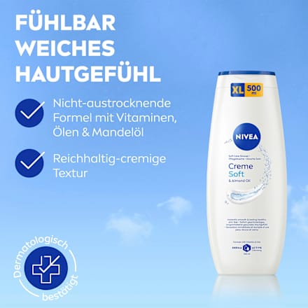 Pflegedusche Creme Soft & Almond Oil, 500 ml