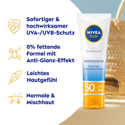 Sonnencreme Gesicht mattierend, LSF 50, 50 ml NIVEA SUN