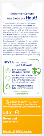 Sonnencreme Gesicht sensitiv LSF 50, 50 ml NIVEA SUN