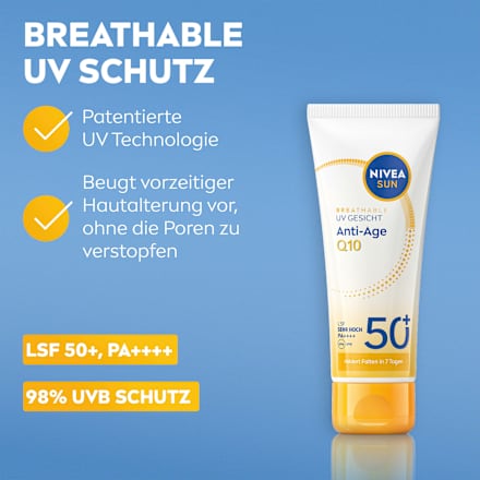 Sonnenfluid Gesicht Anti Age Q10, LSF 50+, 40 ml