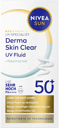 Sonnenfluid Gesicht derma skin clear UV Fluid mit Niacinamid, LSF 50+, 40 ml