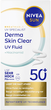 Sonnenfluid Gesicht derma skin clear UV Fluid mit Niacinamid, LSF 50+, 40 ml