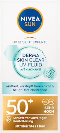 Sun fluid face derma skin clear UV Fluid met niacinamide, SPF 50+, 40 ml