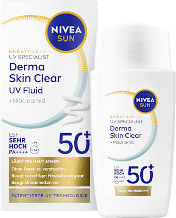 Sonnenfluid Gesicht derma skin clear UV Fluid mit Niacinamid, LSF 50+, 40 ml