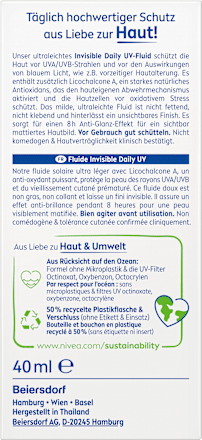 Sonnenfluid Gesicht invisible daily LSF 50+, 40 ml NIVEA SUN
