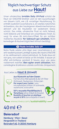 Sonnenfluid Gesicht invisible daily LSF 50+, 40 ml NIVEA SUN