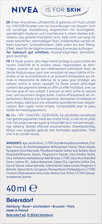 Sonnenfluid Gesicht leicht getönt, invisible daily, LSF 50+, 40 ml NIVEA SUN