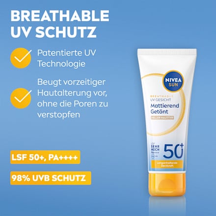 Sonnenfluid Gesicht mattierend & getönt, LSF 50+, 40 ml