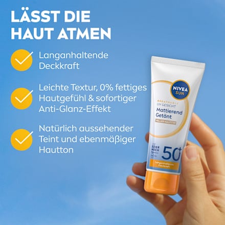 Sonnenfluid Gesicht mattierend & getönt, LSF 50+, 40 ml