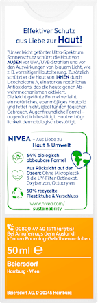 Sonnenfluid Gesicht mattierend & hell getönt LSF 50, 50 ml NIVEA SUN