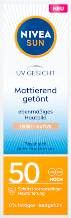Sonnenfluid Gesicht mattierend & hell getönt LSF 50, 50 ml NIVEA SUN