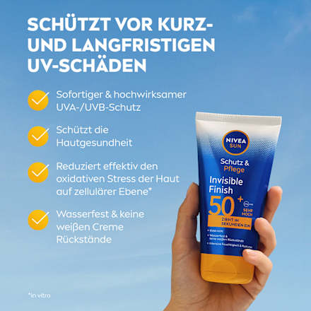Sonnenmilch invisible finish, Schutz & Pflege, LSF 50+, 150 ml