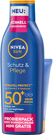 Sonnenmilch LSF 50+ Schutz & Pflege + Sonnenmilch Kids LSF 50+ Reisegröße, 1 St NIVEA SUN