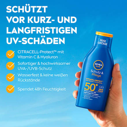 Sonnenschutz Milch Schutz & Pflege, LSF 50+, Reisegröße, 100 ml