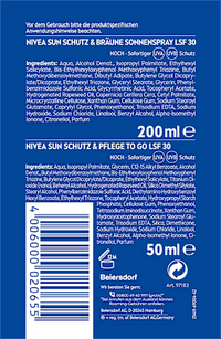 Sonnenspray Schutz & Bräune LSF 30 + gratis Mini Schutz & Pflege LSF 30, 200 ml NIVEA SUN