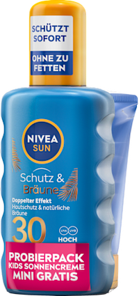 Sonnenspray Schutz & Bräune LSF 30 + Sonnenmilch Kids LSF 50 Reisegröße, 1 St NIVEA SUN