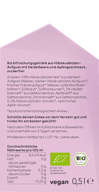 Eistee, Hibiskusblüte & Heidelbeere, 500 ml