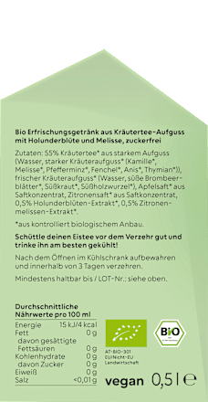Eistee, Holunderblüte & Melisse, 500 ml