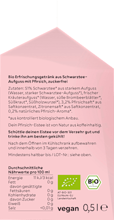 Eistee, Pfirsich & Schwarztee, 500 ml