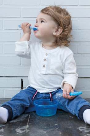 Babylepel Soft Sensitive Flex voor pap, blauw, 3 stuks