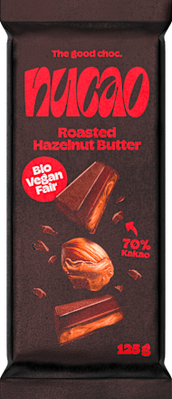 Chocolade, geroosterde hazelnootboter, veganistisch, 125 g
