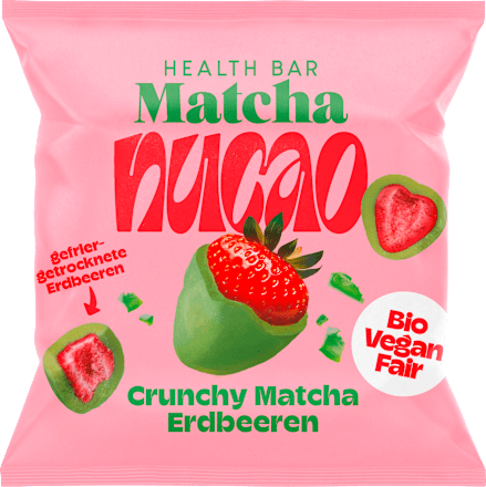 Trockenfrüchte, Matcha Crunchy Strawberries, Erdbeeren mit Schokolade, 50 g