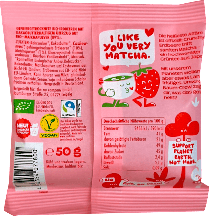 Trockenfrüchte, Matcha Crunchy Strawberries, Erdbeeren mit Schokolade, 50 g