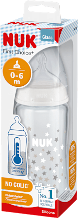 Babyflasche aus Glas First Choice, weiß, 0-6 Monate, 240 ml, 1 St NUK