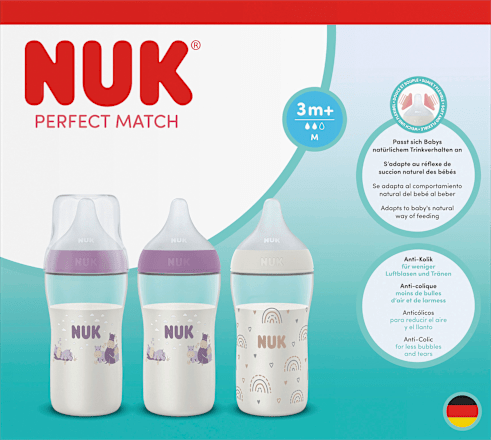 Geschenkset Babyflaschen Perfect Match lila/weiß 3tlg, 260 ml, 1 St