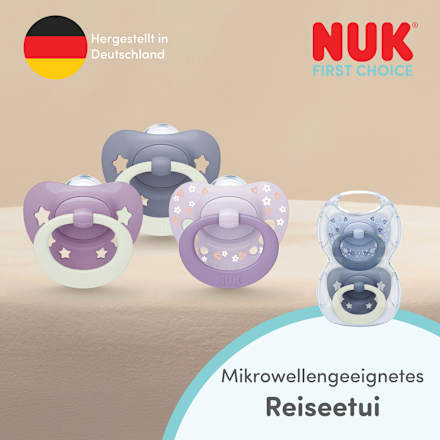 Schnuller First Choice Classic Day & Night Silikon, blau, 18-36 Monate, 2 St