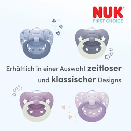 Schnuller First Choice Classic Day & Night Silikon, blau, 18-36 Monate, 2 St