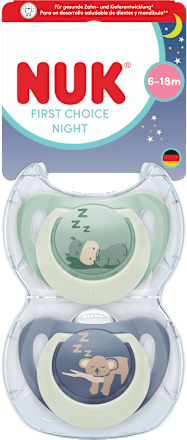 Schnuller First Choice Night Silikon, grün/blau, 6-18 Monate, 2 St