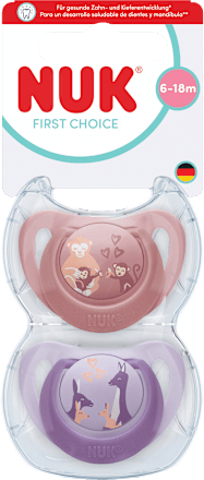 Schnuller First Choice Silikon, rose/lila, 6-18 Monate, 2 St