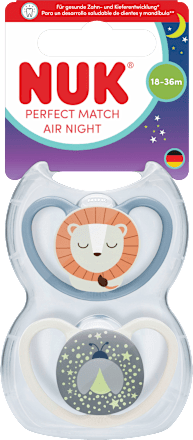 Schnuller Perfect Match Air Night Silikon, blau/weiß, 18-36 Monate, 2 St