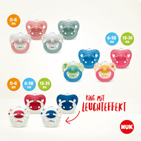Schnuller Signature Night, Silikon, blau, 0-6 Monate, 2 St NUK