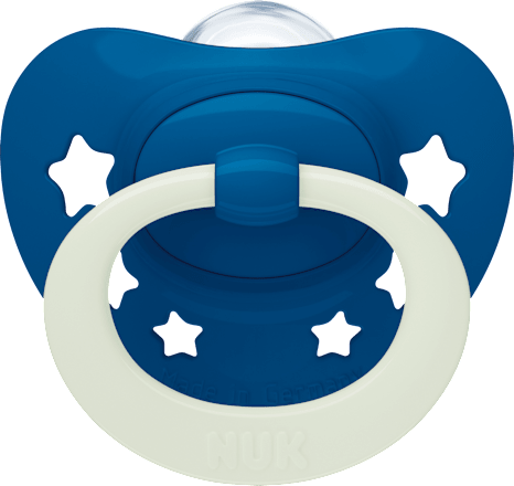 Schnuller Signature Night, Silikon, blau, 0-6 Monate, 2 St NUK
