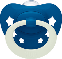 Schnuller Signature Night, Silikon, blau, 0-6 Monate, 2 St NUK