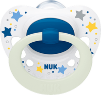 Schnuller Signature Night, Silikon, blau, 0-6 Monate, 2 St NUK