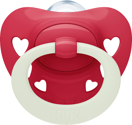 Schnuller Signature Night Silikon, rot, 0-6 Monate, 2 St NUK