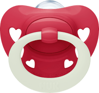 Schnuller Signature Night Silikon, rot, 0-6 Monate, 2 St NUK