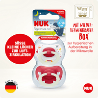 Schnuller Signature Night Silikon, rot, 6-18 Monate, 2 St NUK