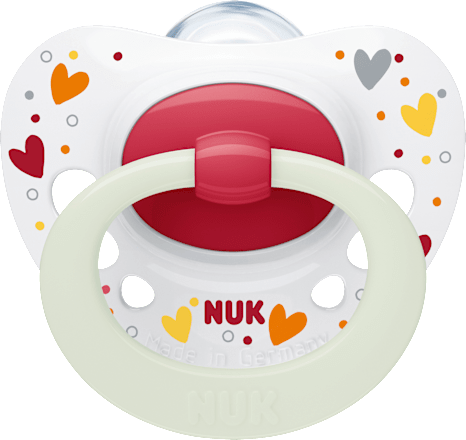 Schnuller Signature Night Silikon, rot, 6-18 Monate, 2 St NUK