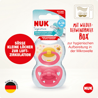 Schnuller Signature Silikon, gelb/pink, 6-18 Monate, 2 St NUK