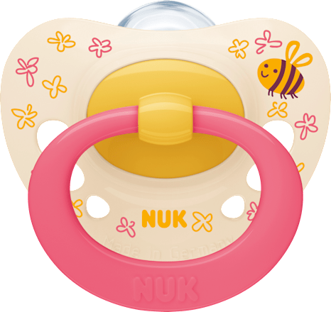Schnuller Signature Silikon, gelb/pink, 6-18 Monate, 2 St NUK