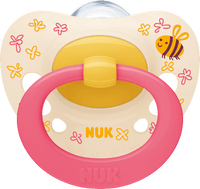 Schnuller Signature Silikon, gelb/pink, ab 18 Monate, 2 St NUK